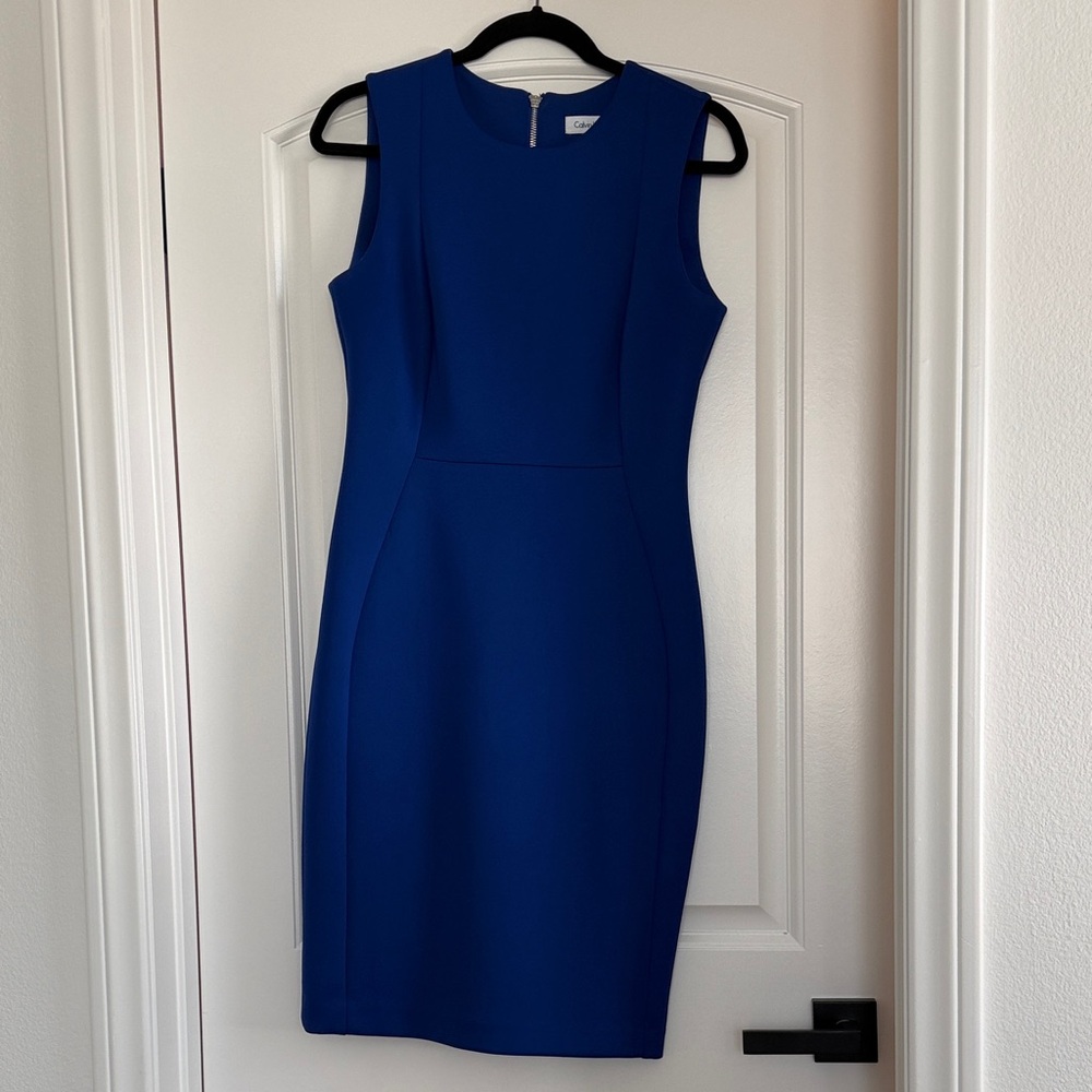 Calvin Klein Cobalt Blue Sleeveless Midi Dress